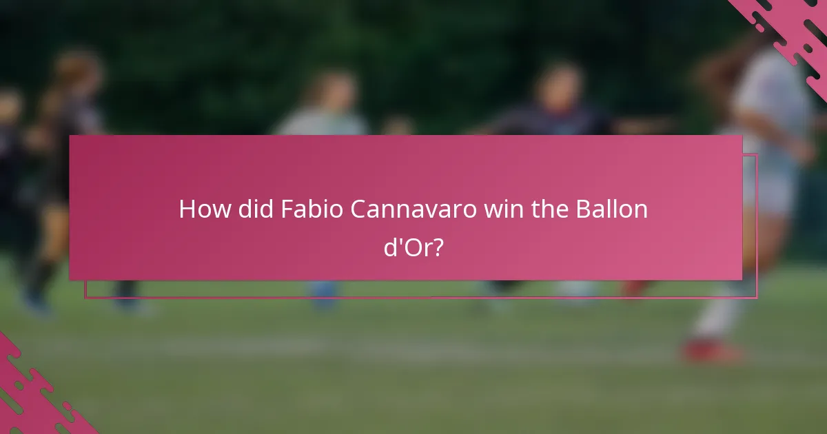 How did Fabio Cannavaro win the Ballon d'Or?