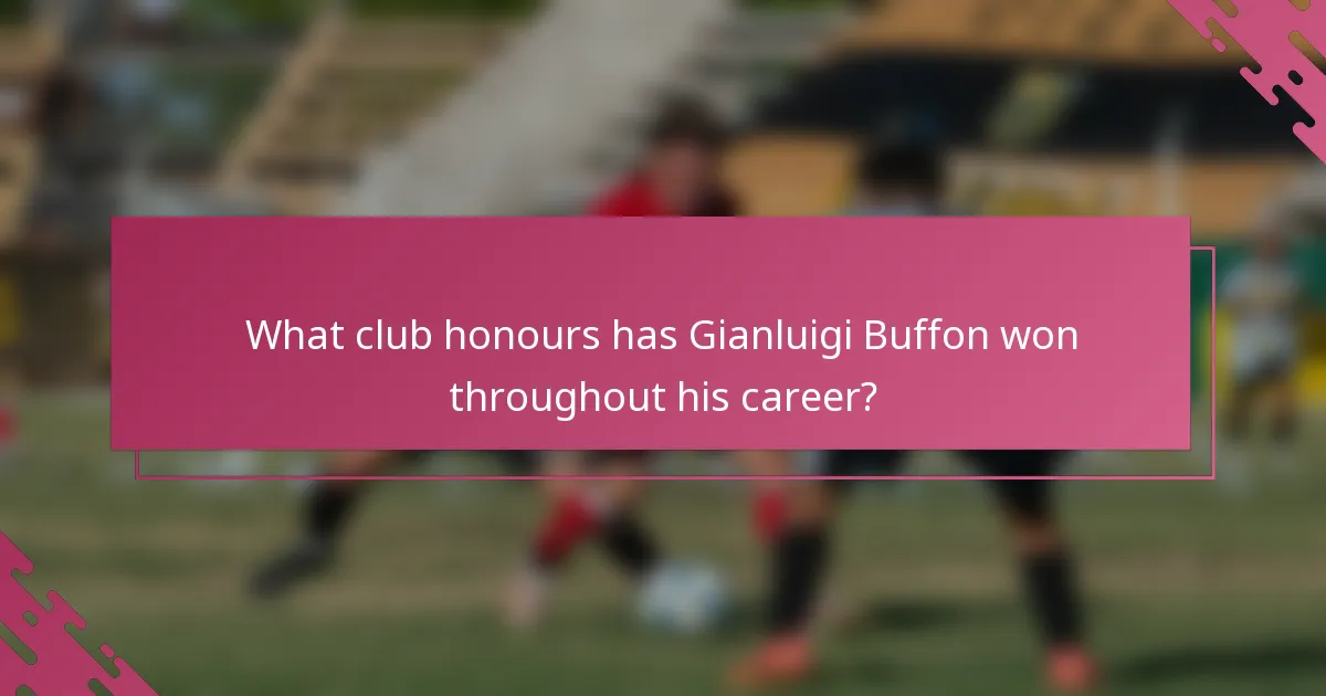 What club honours has Gianluigi Buffon won throughout his career?