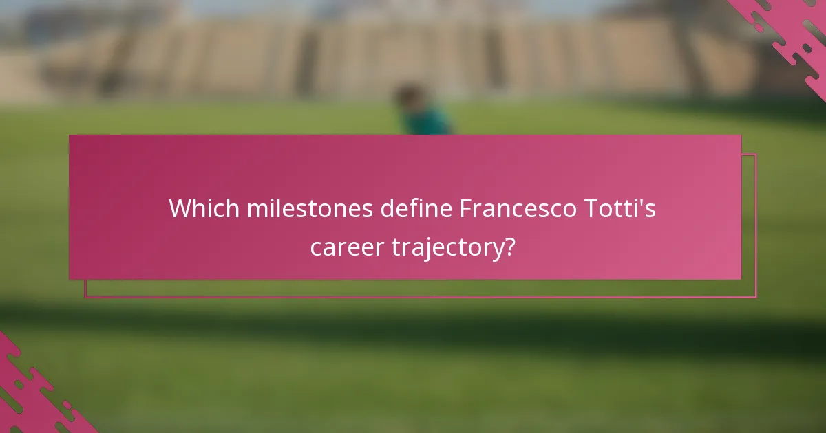 Which milestones define Francesco Totti's career trajectory?